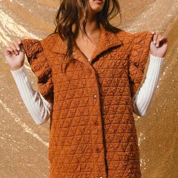 ✨NWT BiBi Quilting Knit Ruffle Sleeve Vest‎ - Picture 2 of 11